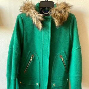 J. Crew Chateau parka in Italian stadium-cloth wool, green, size 4